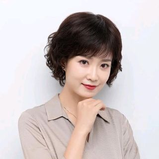 Bộ Tóc Giả Ngắn xoăn đuôi Nguyên Đầu Trung Niên Thẳng TN06 MS30 ,, top1wow_083992