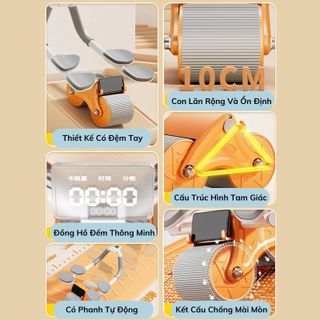 SP076 - Con lăn tập cơ bụng có lò xo trợ lực 2 bánh thế hệ mới chất liệu cao cấp giảm mỡ bụng hiệu quả dành cho nam nữ