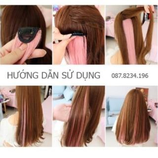 Tóc Giả Kẹp High light 50cm-Tóc Nối Nhuộm Ombre Thẳng Phong Cách Hàn Quốc , top1wow_083992