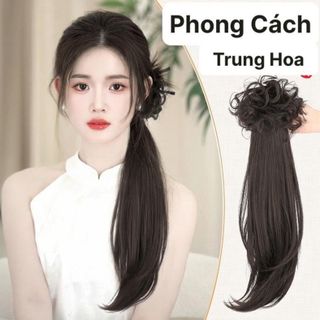 Tóc Giả Đuôi Ngựa Thẳng Kèm Búi Xoăn Truyền Thống Trung Hoa  ,, top1wow_083992