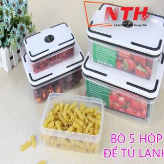 BỘ 5 HỘP ĐỂ TỦ LẠNH CÓ NẮP TIỆN LỢI giá sỉ