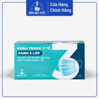 (ALO GIÁ TỐT)1 THÙNG (50 HỘP) KHẨU TRANG BÔNG BẠCH TUYẾT XANH 3 LỚP giá sỉ