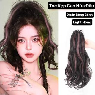 Tóc Giả Kẹp Cao Nửa Đầu Xoăn Light Hồng Ngọt Ngào Phong Cách Hàn Quốc  ,, top1wow_083992 giá sỉ