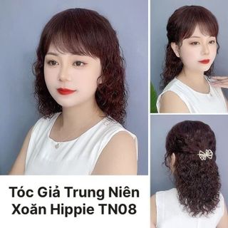 Tóc Giả Nữ Trung Niên Nguyên Đầu Cao Cấp Xoăn Hippie Dài Ngang Lưng ,TN08 , top1wow_083992
