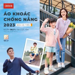 Áo khoác chống nắng unisex trẻ em CANIFA có mũ, kéo khoá, túi 2 bên 3OT23S001 ,sỉ liên hệ Top1Kids