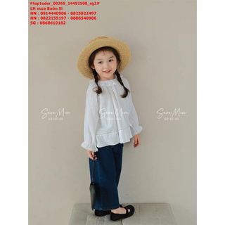 ☘️Hàng sỉ HN☘️ Set áo trắng quần jean bé gái, chất thô cotton phối jean giấy mềm mại, top1oder_00269_14492508_sg2 giá sỉ