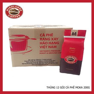 Thùng 12 gói Cà phê rang xay Moka Highlands Coffee 200g giá sỉ