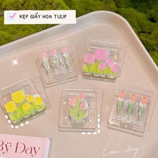kẹp giấy tài liệu hoa tulip cute dễ thương decor