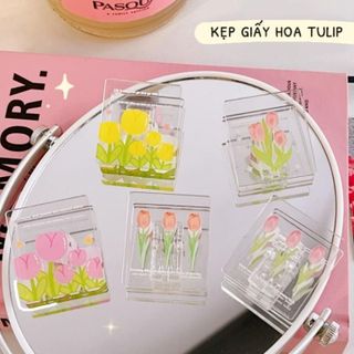 kẹp giấy tài liệu hoa tulip cute dễ thương decor