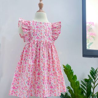 Váy Hoa Bé Gái Đầm Cánh Tiên Cho Bé  Chất Liệu Thô Cotton