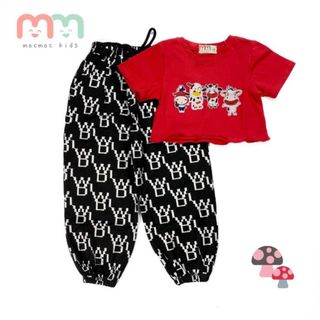 Bộ bé gái áo croptop bò sữa, quần jogger cotton co dãn thoải mái,13- 21kg,Top1Kids_211052_sg2