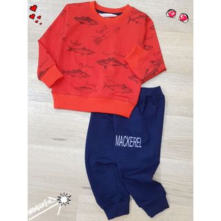 R240046M - Bộ nỉ da cá, bé trai, bo gấu in cá mực, size 2t-6t, ri5, nhà phân phối Vkids giá sỉ