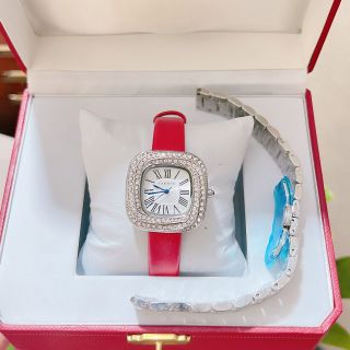 Đồng hồ da nữ vuông viền đá mới