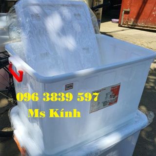 Thùng nhựa đa năng có bánh xe, thùng nhựa trắng có nắp (60-80-120-140L)