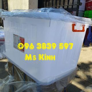 Thùng nhựa đa năng có bánh xe, thùng nhựa trắng có nắp (60-80-120-140L)