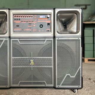 Loa kéo bình khủng long 4 Tấc Đôi ngang 2 Bass 40 2 treble loa kéo di động hát karaoke Bluetooth bảo hành 12 tháng -tặng kèm 2 mic không dây kim loại cao cấp