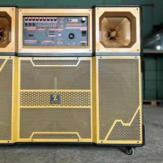 Loa kéo bình khủng long 4 Tấc Đôi ngang 2 Bass 40 2 treble loa kéo di động hát karaoke Bluetooth bảo hành 12 tháng -tặng kèm 2 mic không dây kim loại cao cấp