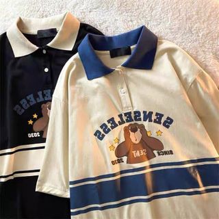 Áo thun POLO form rộng - phông nam nữ cotton oversize - Polo GẤU NÂU - Xưởng thời trang Calyn