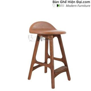 Ghế gỗ quầy Pantry tựa lưng thấp bọc nệm Simili đẹp nhập khẩu HCM ERIK BUCH-65P