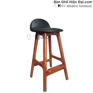 Ghế gỗ quầy Pantry tựa lưng thấp bọc nệm Simili đẹp nhập khẩu HCM ERIK BUCH-65P