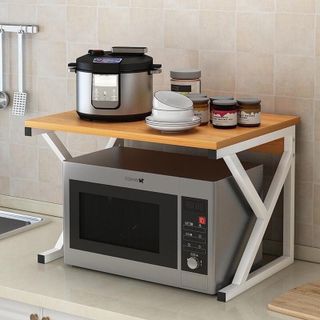 Khung kệ lò vi sóng, mặt bàn gỗ để gia vị