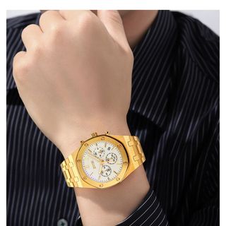 Đồng hồ SKMEI 9296 dành cho nam dây vàng mặt trắng