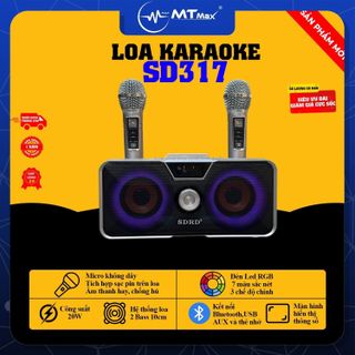 Loa Bluetooth SD317 - Nhỏ Gọn Đầy Mạnh Mẽ, Âm Thanh Chất Lượng, Đèn RGB Nhiều Màu Sắc, Tặng Kèm 2 Micro Không Dây Thông Minh Chống Nhiễu Giọng