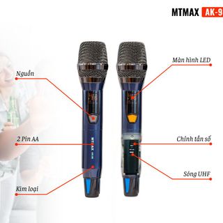 Micro Không Dây Cao Cấp MTMAX AK98 – Tiếng Sáng Mượt Độ Nhạy Cao Tặng Bao Đựng Micro