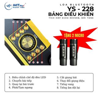 Loa Bluetooth Karaoke YS228 - Âm Bass Cực Chắc Kèm 2 Micro Không Dây