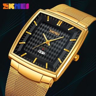 Đồng hồ kim SKMEI 9311 dây vàng mặt trắng dành cho Nam