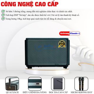 Loa xách tay Arirang Classic 1 - 3 Loa 3 Đường Tiếng, Đỉnh Cao Âm Thanh Thế Hệ Mới, Tặng Kèm 2 Micro Cao Cấp Nâng Giọng, Bảo Hành Lên Đến 12 Tháng.