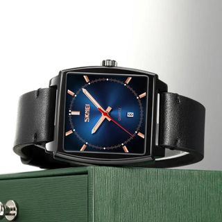 Đồng hồ kim SKMEI 9316 dây da đen mặt xanh dành cho Nam