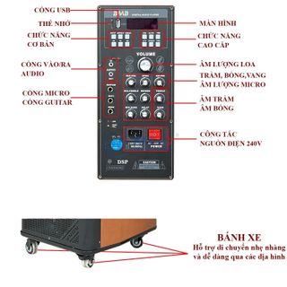 Loa Kéo Karaoke BB822 - 12 Loa 3 Đường Tiếng, Công Suất Lớn Lên Đến 1500W, Âm Bass 25Cm Bao Mạnh, Bao Chiến, Phù Hợp Với Nhiều Loại Nhạc.
