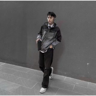 Áo khoác dù phối TEELAB có nón nam nữ chất dù gió 2 lớp, from rộng. Giá sỉ - giá bán buôn