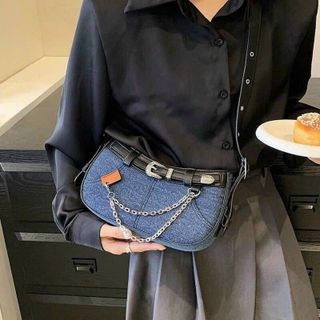 Túi xách quảng châu  Túi Jean Đeo Chéo Nịt - 12B3649 (Chuyên sỉ túi xách sll, balo, ví, thắt lưng, túi Laptop)
