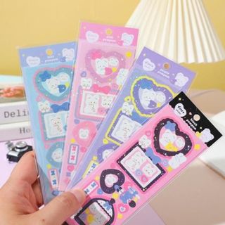 hình dán sticker chủ đề gấu viền khung lấp lánh bling dễ thương cute