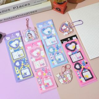 hình dán sticker chủ đề gấu viền khung lấp lánh bling dễ thương cute