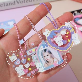 hình dán sticker chủ đề gấu viền khung lấp lánh bling dễ thương cute