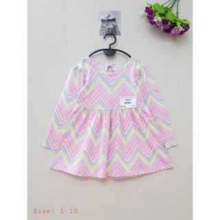 N67-M1 - Váy bé gái cotton , dài tay , chân xòe , họa tiết tam giác , size bé 1t-10t . giá sỉ