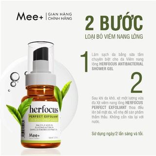 Viêm nang lông, viêm lỗ chân lông HERFOCUS - Xịt viêm nang lông 2% BHA 100ml Mee Natural