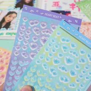 hình dán sticker đệm họa tiết bong bóng bubble trái tim bling lấp lánh làm DIY decor toploader