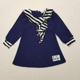 D297-M1 - Váy bé gái cotton , tay day bèo phối kẻ , màu than , size bé 1t-5t giá sỉ