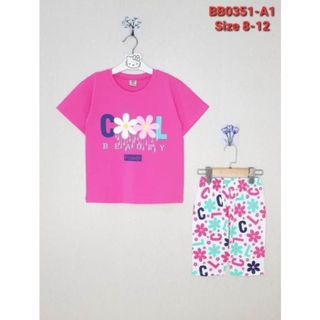 BB0351-A1 - Bộ bé gái lỡ , in hoa , màu hồng sen , size to 8t-12t. giá sỉ