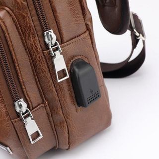 Túi Đeo Chéo Da Cao Cấp Loại Da Xịn Tặng Dây Usb Có Cổng Sạc