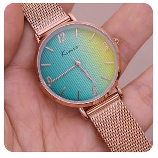 Đồng Hồ Nữ Kimio 6424 Vàng Mặt Tròn Pha Màu Xanh Vàng Độc Đáo Sang Trọng