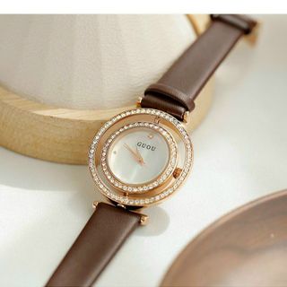 Đồng hồ dành cho Nữ GUOU 6039 Viền đá thiết kế đặc biệt