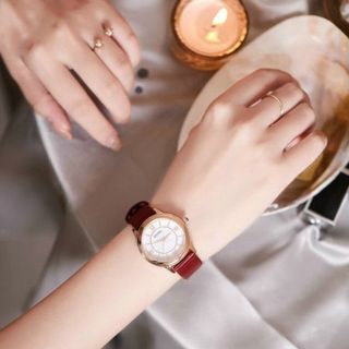 GUOU 6030 Mặt Tròn Dây Da Thiết Kế Đa Dạng Dành Cho Nữ
