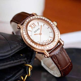 Đồng hồ chính hãng GUOU 6046 dây da mặt tròn dành cho các quý cô