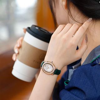 Đồng hồ chính hãng GUOU 6046 dây da mặt tròn dành cho các quý cô