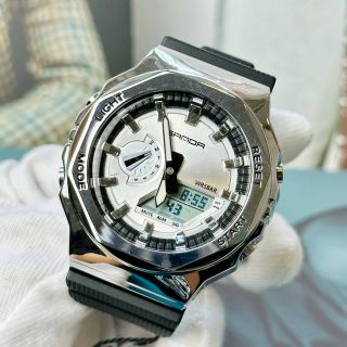 SANDA3167 Đồng hồ Nam dây đen mặt kim loại vàng - bạc sang trọng